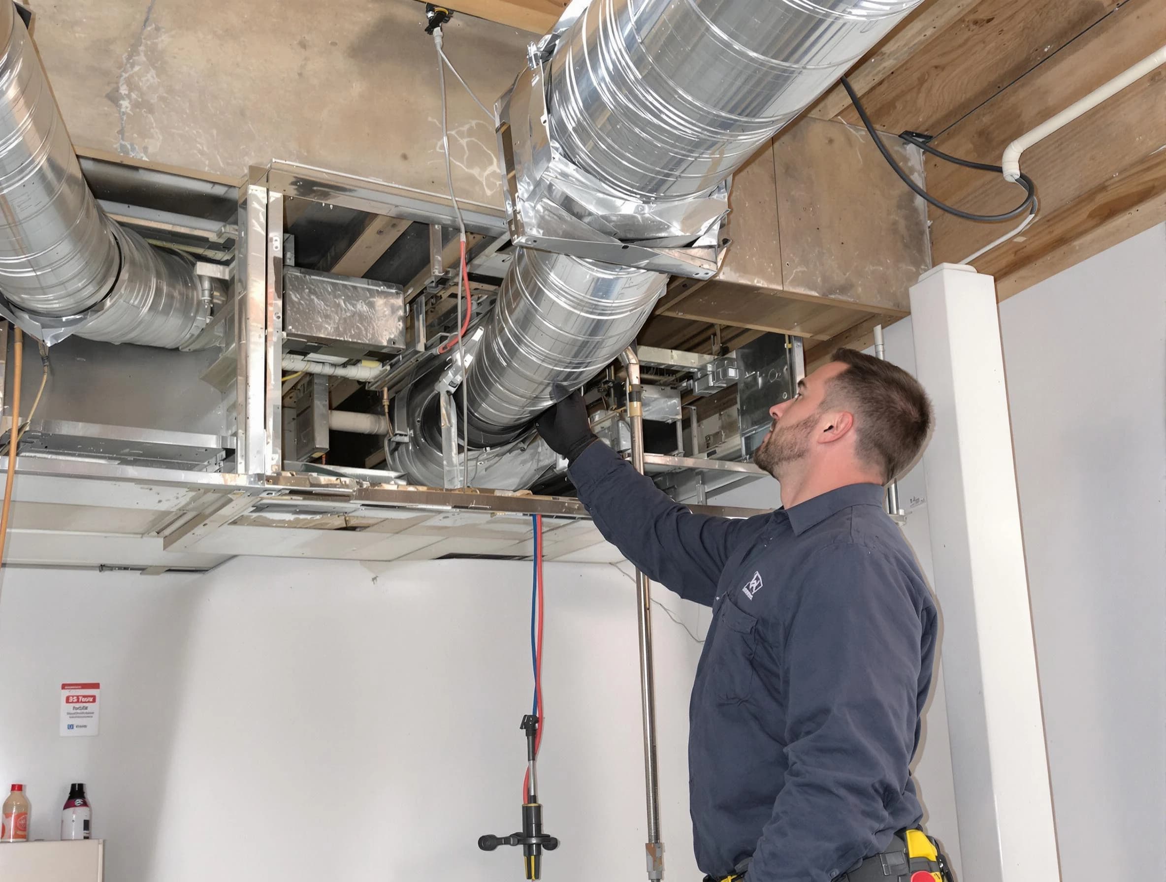 Milliken Air Duct Cleaning technician performing professional air duct repair using specialized tools in Milliken