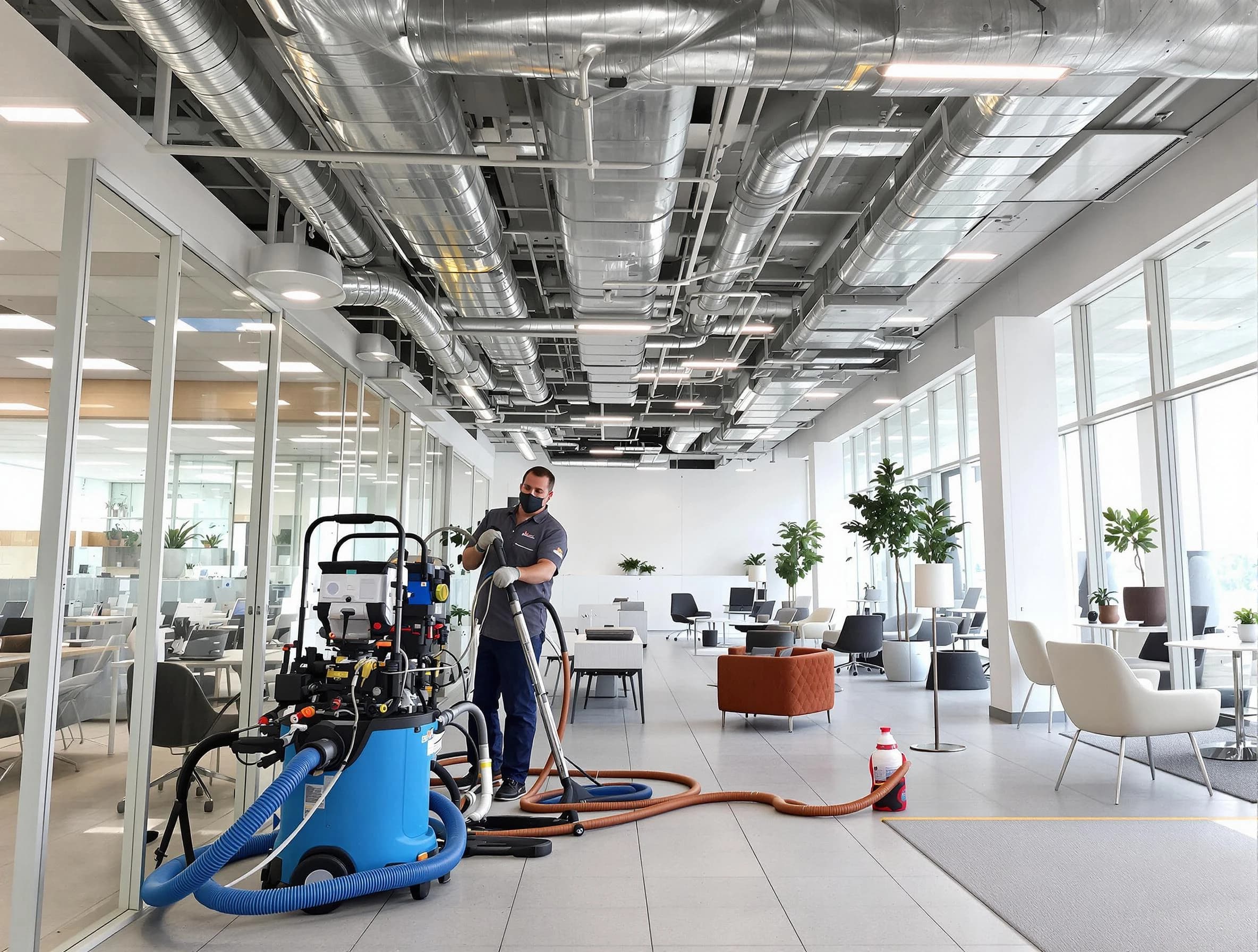 Milliken Air Duct Cleaning team conducting comprehensive commercial duct cleaning at a business location in Milliken