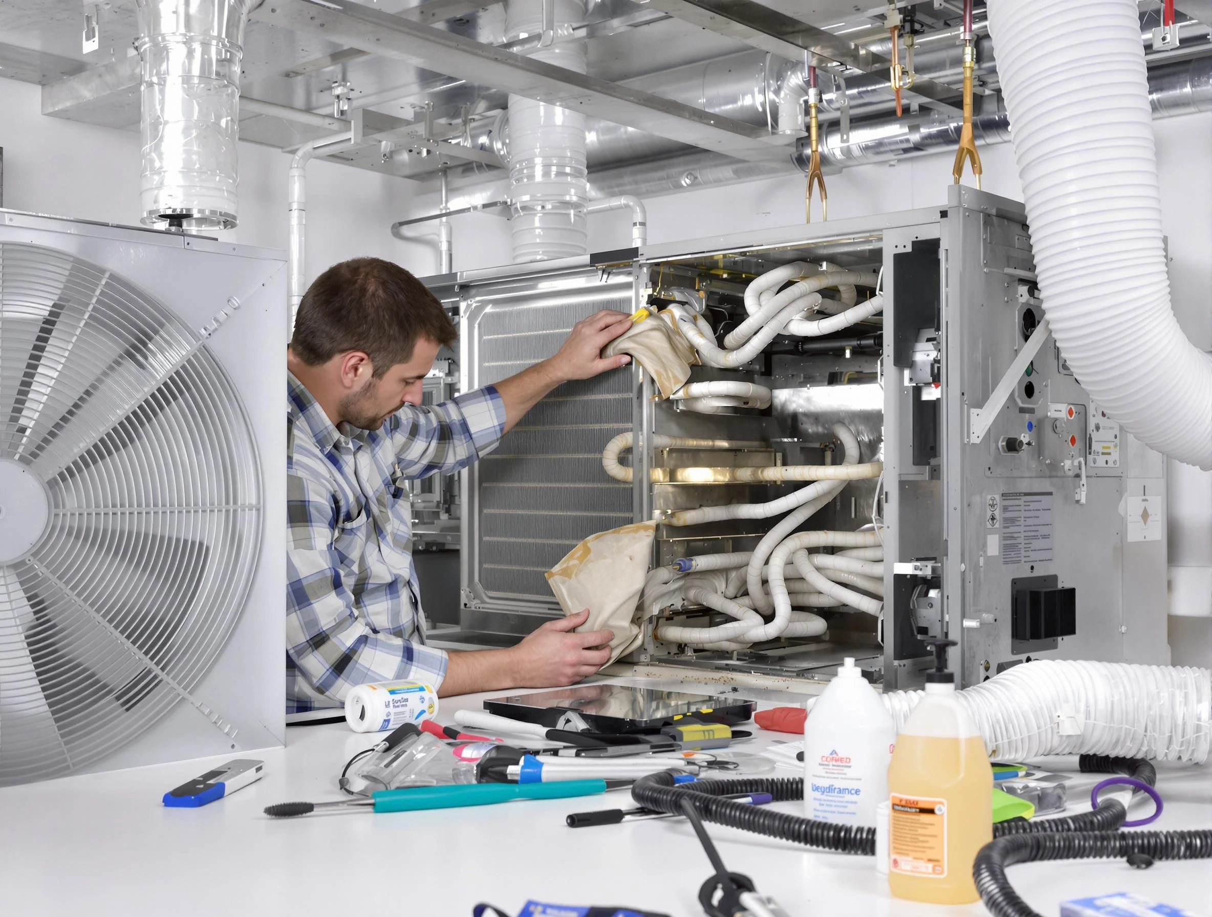 Milliken Air Duct Cleaning specialist performing precision AC coil cleaning in Milliken